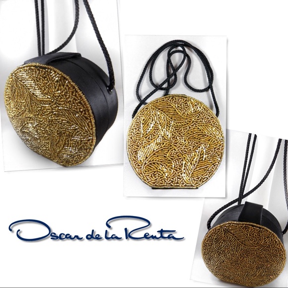 Oscar de la Renta Handbags - OSCAR DE LA RENTA VINTAGE BEADED GOLD BAG PURSE